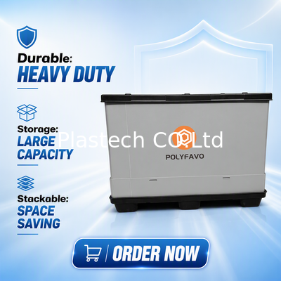 Collapsible Bulk Box for Warehouse, Foldable Pallet Box Wall Thickness 10mm 12mm, Stackable Custom Brand Logo Printing